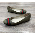 SOLD! Vintage Y2K GUCCI Web Strap Leather Round Tor Ballet Flats Sz. 39