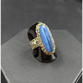 Michael Valitutti Australian Blue Opal & Topaz Sterling w/ Gold-Plate Ring Sz. 9