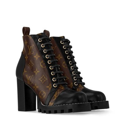 SOLD! LOUIS VUITTON Patent Monogram Canvas Star Trail Zip Lace Ankle Boots w/Box Sz. 39