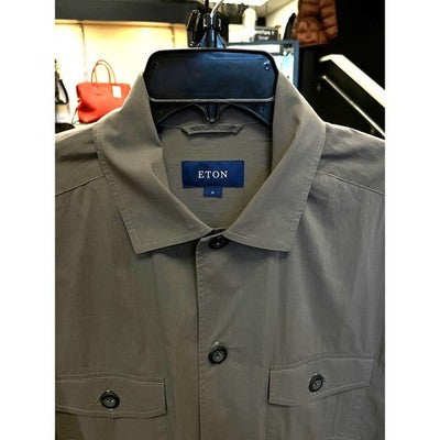 ETON CONTEMPORARY Grey Men’s Button Casual Cotton Light Weight Shacket Shirt - XL