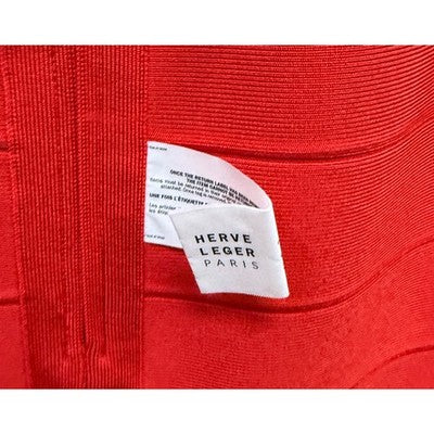 HERVE LEGER Coral Poppy Red Bandage Mini Sleeveless Dress New w/tags Sz. 6