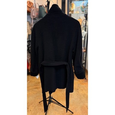 AKRIS punto Black Angora Wool Belted Asymmetrical Jacket Sz. 6