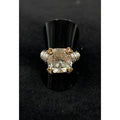 JUDITH RIPKA Two Sterling 925 18K Diamond Hearts Fontaine Crystal Ring Sz. 5 1/2