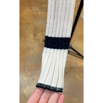 PROENZA SCHOULER Navy & Cream Striped Wool Silk Cashmere Blend - Medium