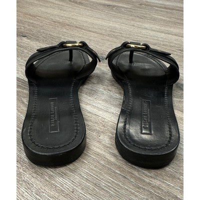 Ralph Lauren Black Purple Label RL Collection Flat Leather Sandals Sz. 9