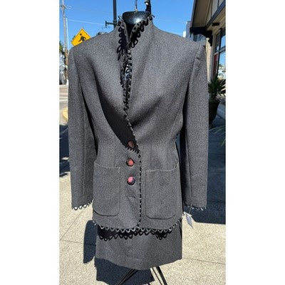 Vintage VALENTINO + Patty Ann Exclusives Grey Wool Skirt Suit Size 10