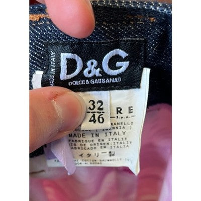 Dolce & Gabbana Blue & Pink Denim Floral Mini A Line Skirt Multicolor - Sz. 32
