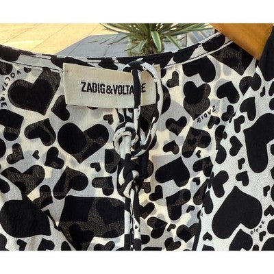 ZADIG & VOLTAIRE Remo Rucas Flash Heart Mini Black & Cream Dress - Large