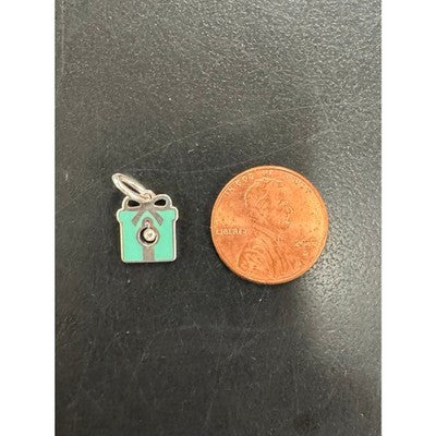 TIFFANY & CO. Sterling Silver 925 Diamond Enamel Present Gift Box Pend
