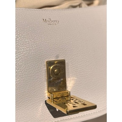 SOLD! MULBERRY White Sadie Satchel Pebbled Leather Gold Hardware Bag