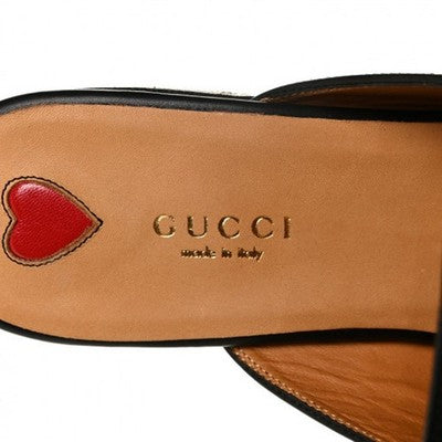 GUCCI Princetown Leather Mules Embroidered Floral Horse bit Flats (New w/box) Sz. 36