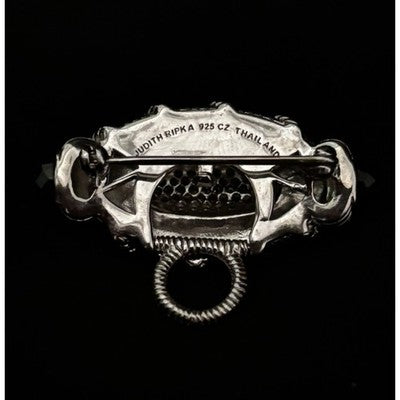 Judith Ripka Sterling Silver 925 CZ Onyx Enhancer Brooch Pendant