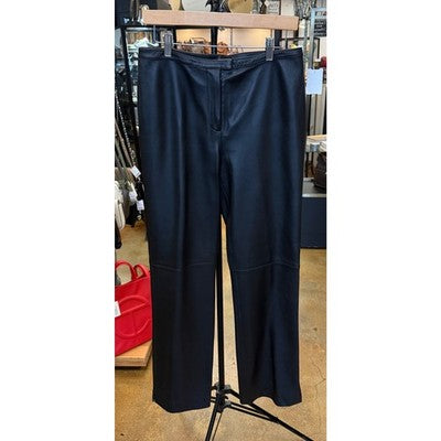 Vintage ST. JOHN Black Leather Wide Leg Pants Sz. 8