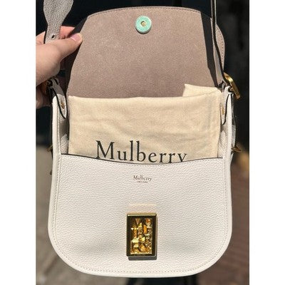 SOLD! MULBERRY White Sadie Satchel Pebbled Leather Gold Hardware Bag
