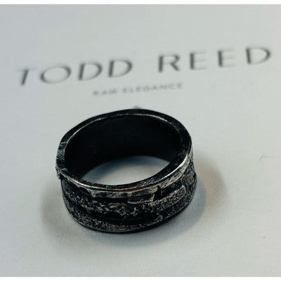 TODD REED Signed Men's Sterling Palladium 925 PD Hand Forged Ring Sz. 9 1/2