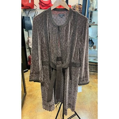 Vintage DOUGLAS HANNANT Brown Perforated Long Sleeved Jacket Cardigan Sz. 14