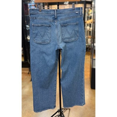SOLD! MOTHER Blue Patch Pocket Maven Denim Wide Leg Mid Rise Ankle Jeans Sz. 31