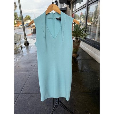 SOLD! ST. JOHN Blue Sleeveless Midi Hand Sewn Shift Dress Sz. 6