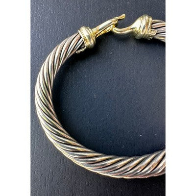 SOLD! DAVID YURMAN Sterling 925 14K Yellow Gold 7mm Classic Cable Buckle Bracelet