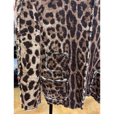 DOLCE & GABBANA Made in Italy Animal-Print Leopard Cropped Jacket Sz. 40
