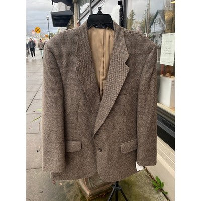 Vintage Men’s Burberrys Tan & Black Houndstooth Wool Blazer Burberry Jacket - XL