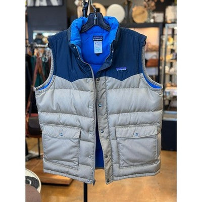 Patagonia Blue & Tan Men's Puffer Two-Tone Down Bivy Vest - Medium