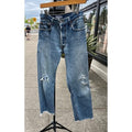 LEVI'S RE/DONE Blue Denim Raw Hem 5 Button Fly Distressed Jeans Sz. 26