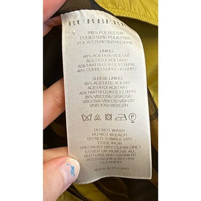 BURBERRY London Chartreuse Belted Double Breasted Trench Coat Sz. 10 - Medium