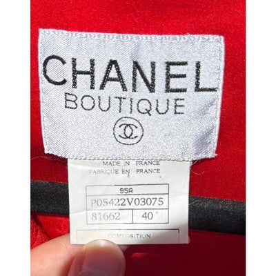 Vintage 90’s CHANEL Boutique Knit Professional Red Skirt Suit Sz. 40
