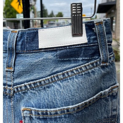 LEVI'S RE/DONE Blue Denim Raw Hem 5 Button Fly Distressed Jeans Sz. 26