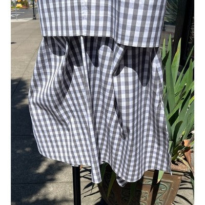 BRUNELLO CUCINELLI Grey & White Sleeveless Wrap Cotton Collar Dress - Small/Med.