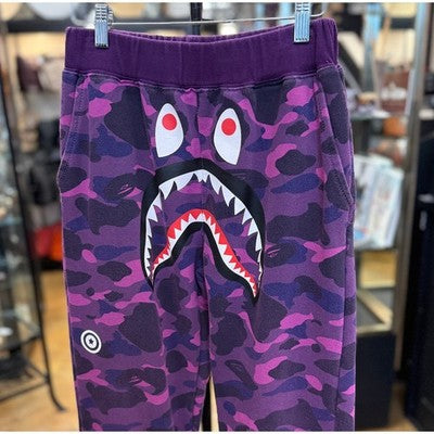 A Bathing Ape BAPE Shark Purple Camo Sweats 100% Cotton Sweatpants Sz. 10