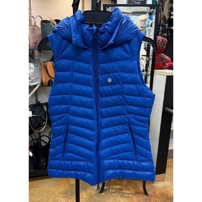 G/FORE Blue Nylon Quilted Puffer Fjord Hooded Golf Zip Vest - Small