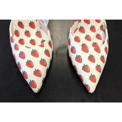 Larroude Gaga Strawberry Print Leather Pump Heels (New) Sz. 8
