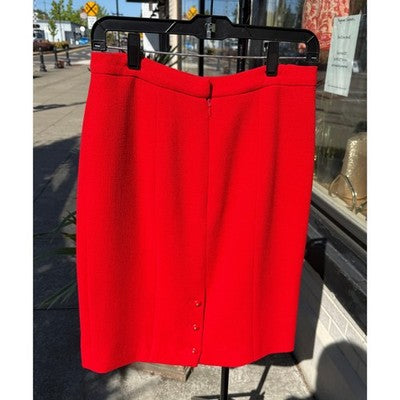 Vintage 90’s CHANEL Boutique Knit Professional Red Skirt Suit Sz. 40
