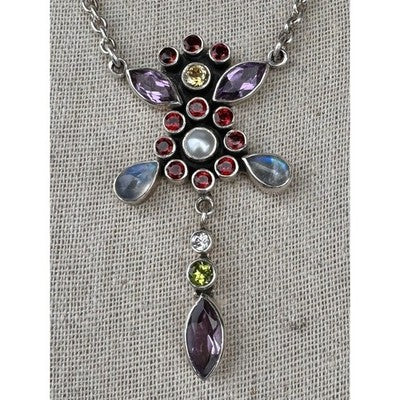 NICKY BUTLER Sterling Silver 925 Semi-Precious Gem Stone 18" Necklace