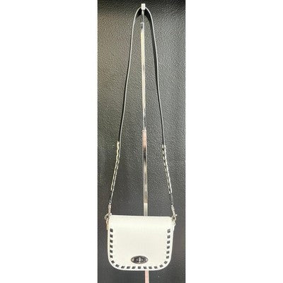 MULBERRY White & Black Leather Darley Small Satchel Crossbody Turn Lock Bag