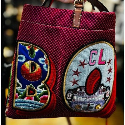 LOUBOUTIN Caracaba Embellished Satin Cotton Leather Tote Shoulder Bag