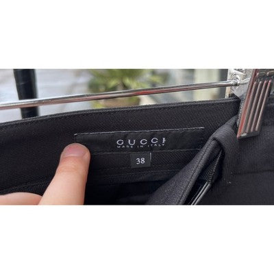 Y2K GUCCI Black Paneled Skinny Zip Back Pockets & Ankles Belted Pants Sz. 38