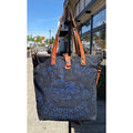CAMPOMAGGI TEODORANO Italy Blue Canvas/Leather Tote Bag