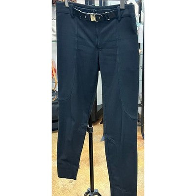 Y2K GUCCI Black Paneled Skinny Zip Back Pockets & Ankles Belted Pants Sz. 38