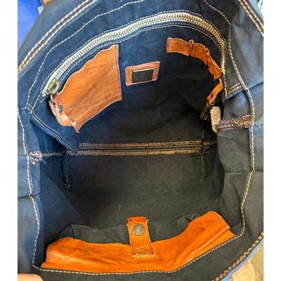 CAMPOMAGGI TEODORANO Italy Blue Canvas/Leather Tote Bag