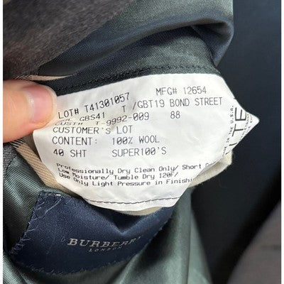 BURBERRY Nordstrom 100% Wool Grey Men's Button Up Blazer Jacket - Sz. 40