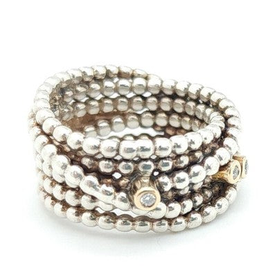 SOLD! PANDORA Sterling Silver & 14K Entangled Beauty LAB Diamond 925 ALE Ring Sz. 7