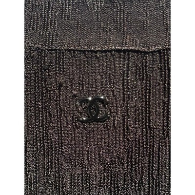 Vintage CHANEL Black Gold Button Sleeveless Casual Midi Dress Sz. 38