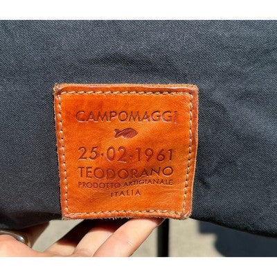 CAMPOMAGGI TEODORANO Italy Blue Canvas/Leather Tote Bag