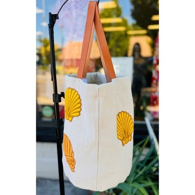 MANSUR GAVRIEL Cream & Yellow Canvas Leather Seashells Tote Shells Pascucci Bag