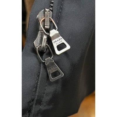 PRADA Black Zip Up Jacket Polyester 2 Pocket Women's Coat Sz. 40 - Small