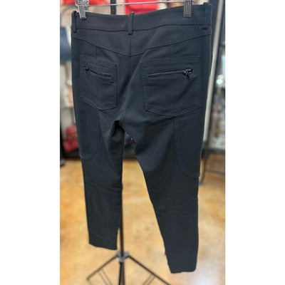 Y2K GUCCI Black Paneled Skinny Zip Back Pockets & Ankles Belted Pants Sz. 38