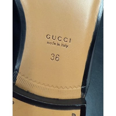 GUCCI Princetown Leather Mules Embroidered Floral Horse bit Flats (New w/box) Sz. 36